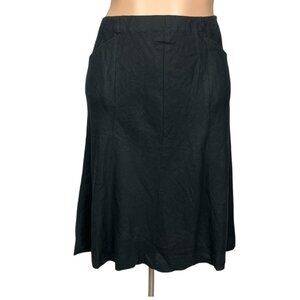 J Jill Womens Petite Linen A Line Midi Skirt Black Pockets Side Zip size XL